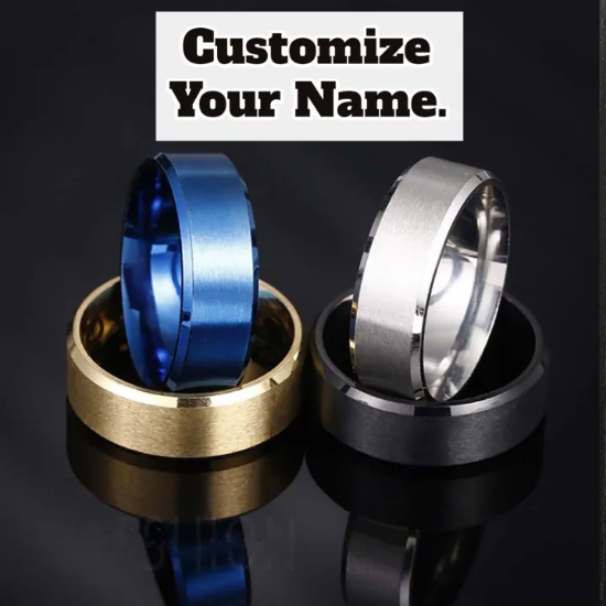 Picture of PACK OF 2 Customized  Steel Engraved  Rings