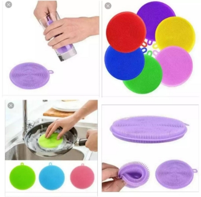 Picture of Silicon Dishwashing Sponge Pack of 1 - Multi Purpose Dish Washer Sponge - Scouring Pad Washing Sponge Dish Bowl Pot Cleaner Washing Tool Kitchen Accessories - Noore-Madina - High Quality Multifunctional Dishwashing